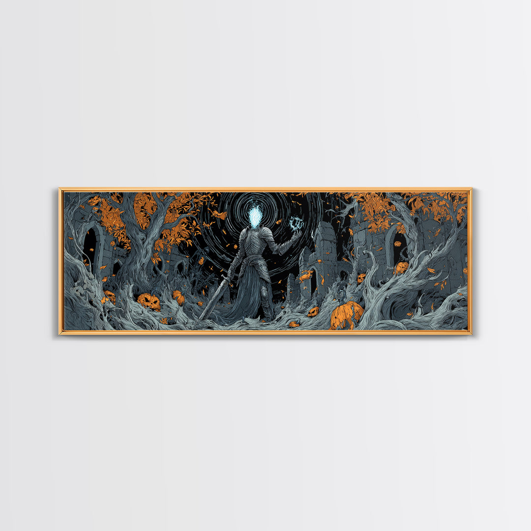 The Spectral Knight, Extra Wide Wall Art, Spooky Home Decor, Canvas Print, Halloween Wall Decor, Gothic Home Decor, Spooky Wall Decor