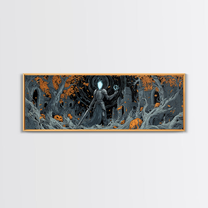 The Spectral Knight, Extra Wide Wall Art, Spooky Home Decor, Canvas Print, Halloween Wall Decor, Gothic Home Decor, Spooky Wall Decor