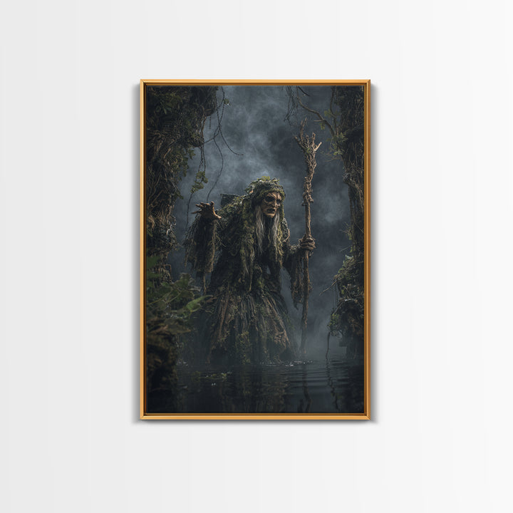 The Swamp Witch, Vertical Wall Art, Dark Halloween Decor, Canvas Print, Halloween Wall Decor, Gothic Home Decor, Seasonal Home Decor