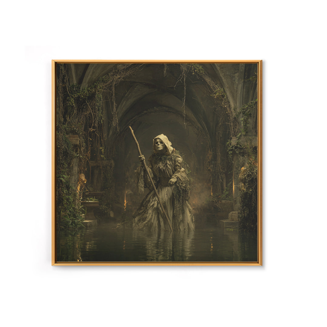 The Swamp Witch, Square Wall Art, Macabre Wall Art, Framed Canvas Print, Halloween Wall Decor, Gothic Home Decor, Seasonal Home Decor