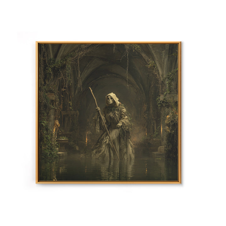 The Swamp Witch, Square Wall Art, Macabre Wall Art, Framed Canvas Print, Halloween Wall Decor, Gothic Home Decor, Seasonal Home Decor
