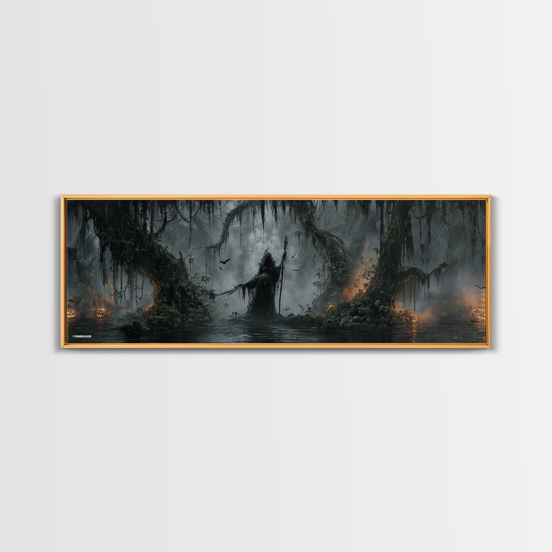 The Swamp Witch, Extra Wide Wall Art, Spooky Home Decor, Canvas Print, Halloween Wall Decor, Gothic Home Decor, Macabre Wall Art