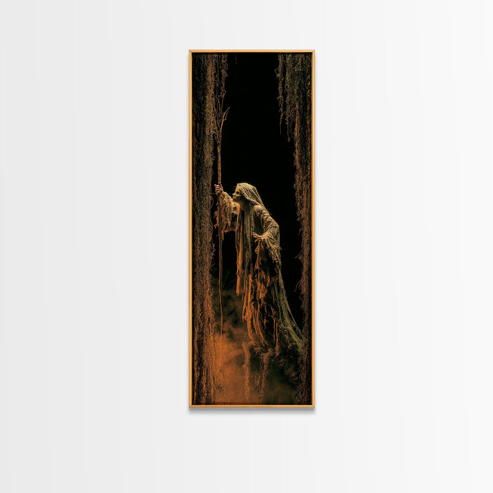 The Swamp Witch, Tall Narrow Wall Art, Dark Halloween Decor, Canvas Print, Halloween Wall Decor, Gothic Home Decor, Macabre Wall Art