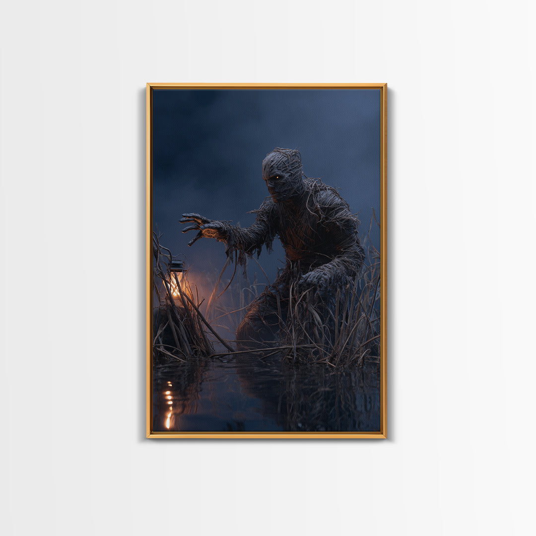 The Bog Mummy, Vertical Wall Art, Haunted Gothic Art, Framed Canvas Print, Halloween Wall Decor, Gothic Home Decor, Horror Wall Art