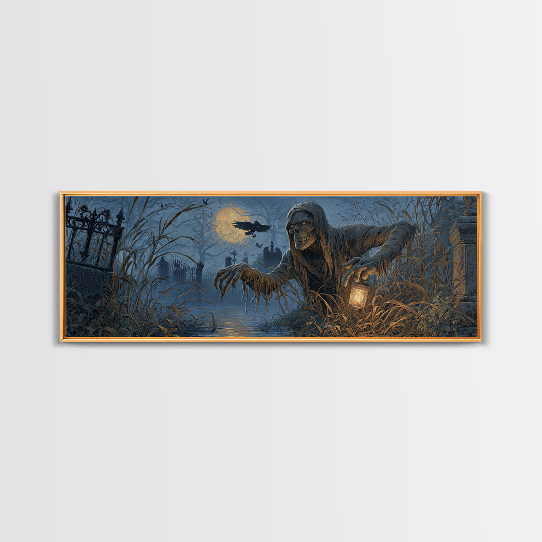 The Bog Mummy, Extra Wide Wall Art, Gothic Horror Wall Art, Framed Canvas Print, Halloween Wall Decor, Gothic Home Decor, Statement Wall Art