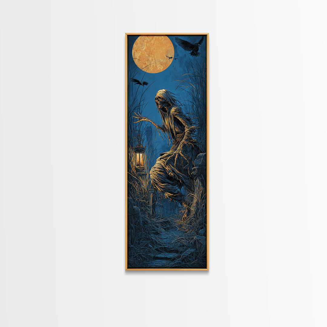 The Bog Mummy, Tall Narrow Wall Art, Dark Fantasy Wall Art, Canvas Print, Halloween Wall Decor, Gothic Home Decor, Statement Wall Art