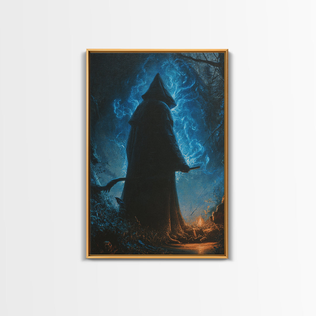 The Will-O'-The-Wisp Shepherd, Vertical Wall Art, Dark Fantasy Wall Art, Canvas Print, Halloween Wall Decor, Gothic Home Decor