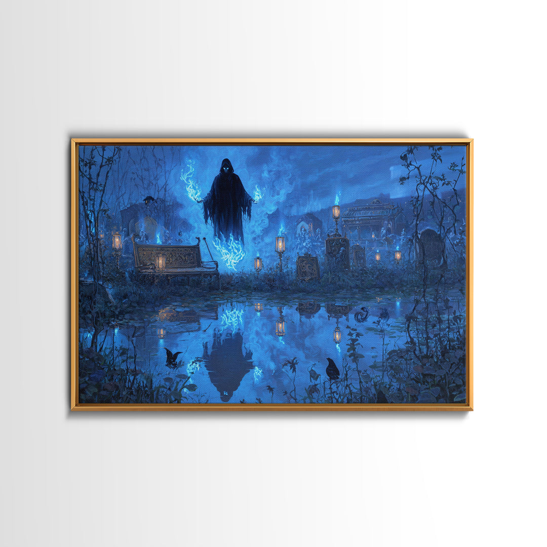 The Will-O'-The-Wisp Shepherd, Landscape Wall Art, Dark Halloween Decor, Canvas Print, Halloween Wall Decor, Gothic Home Decor