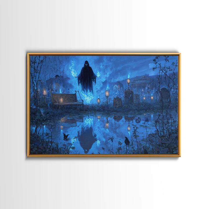 The Will-O'-The-Wisp Shepherd, Landscape Wall Art, Dark Halloween Decor, Canvas Print, Halloween Wall Decor, Gothic Home Decor