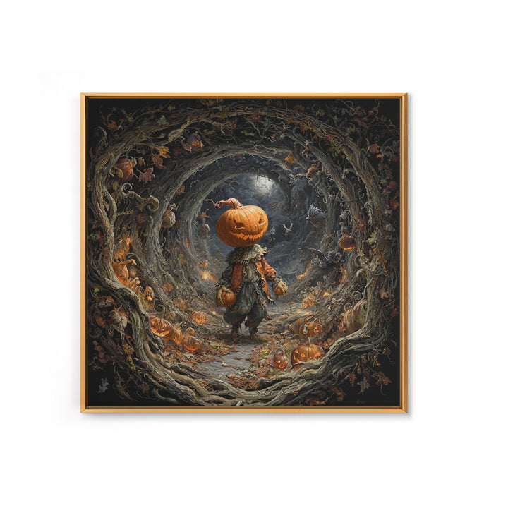 The Pumpkin Patch Goblin, Square Wall Art, Haunted Gothic Art, Framed Canvas Print, Halloween Wall Decor, Gothic Home Decor