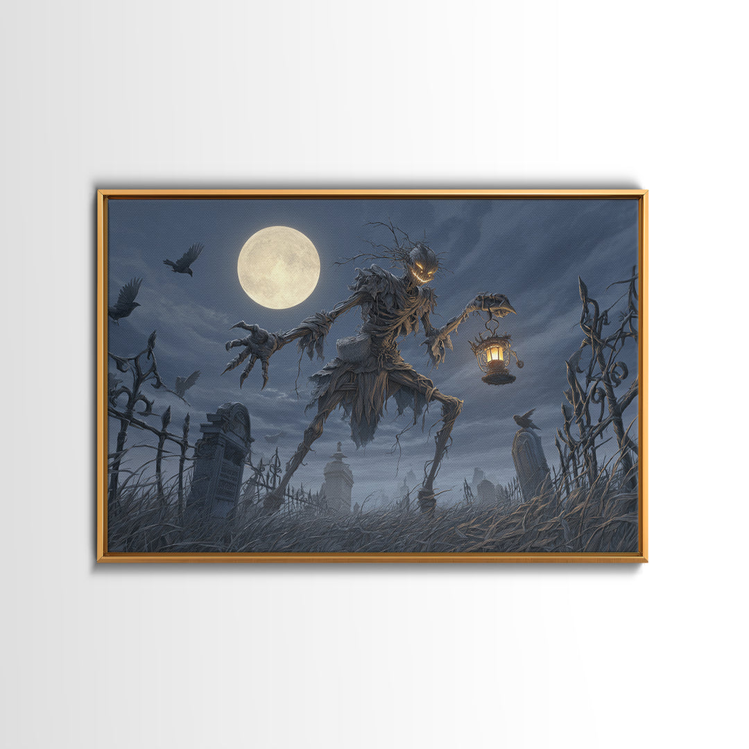 The Harvest Demon, Landscape Wall Art, Haunted Gothic Art, Framed Canvas Print, Halloween Wall Decor, Gothic Home Decor, Seasonal Home Decor