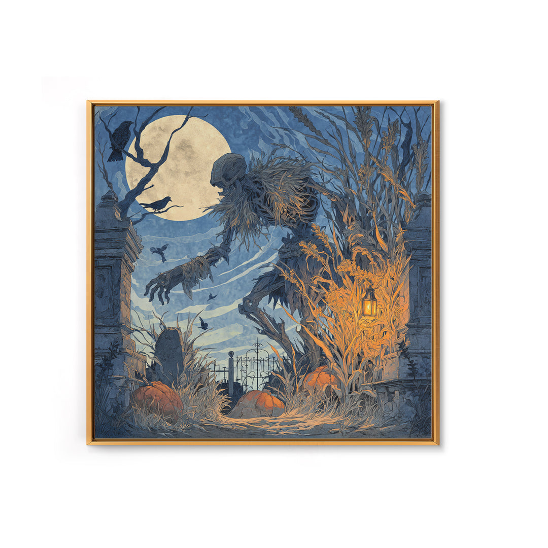 The Harvest Demon, Square Wall Art, Spooky Home Decor, Canvas Print, Halloween Wall Decor, Gothic Home Decor, Dark Fantasy Art