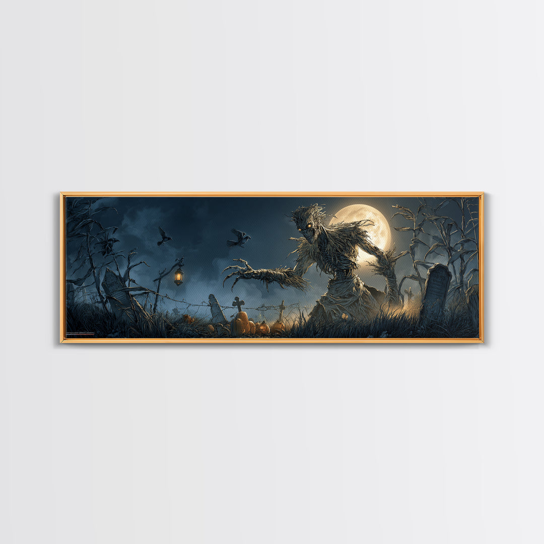 The Harvest Demon, Extra Wide Wall Art, Haunted Gothic Art, Framed Canvas Print, Halloween Wall Decor, Gothic Home Decor, Horror Wall Art