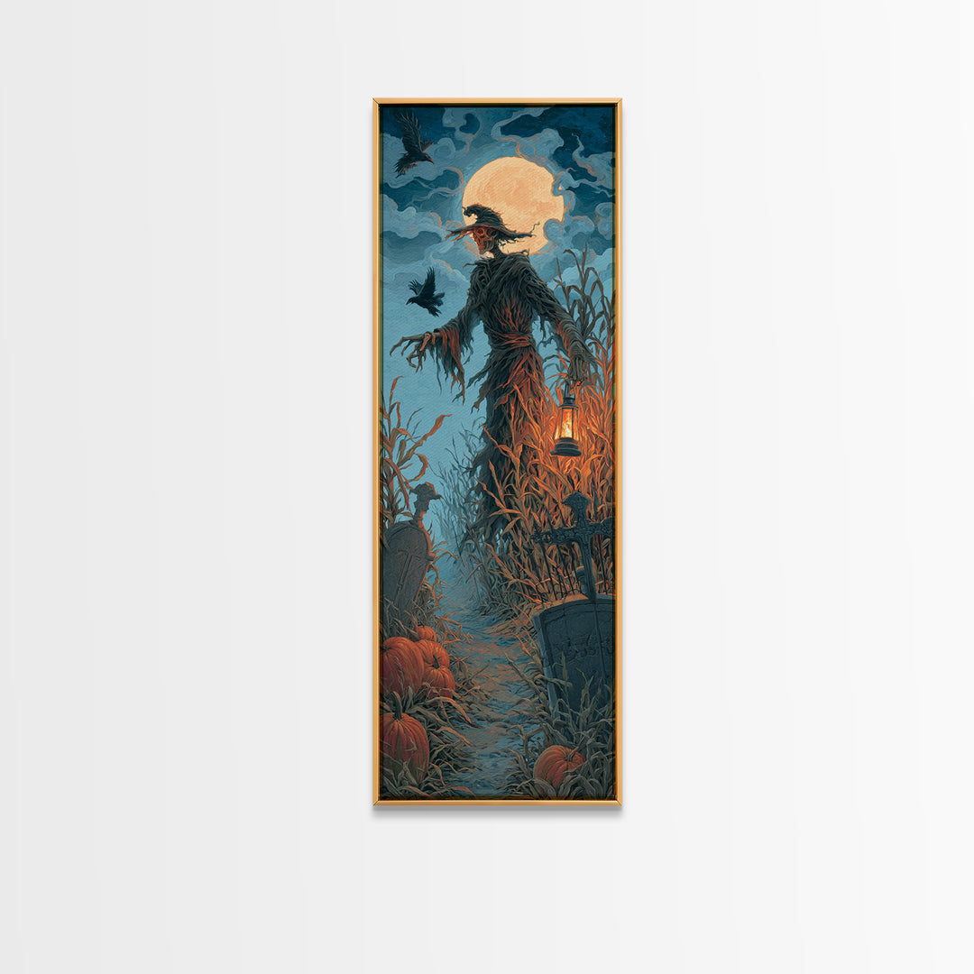 The Harvest Demon, Tall Narrow Wall Art, Gothic Horror Wall Art, Framed Canvas Print, Halloween Wall Decor, Gothic Home Decor