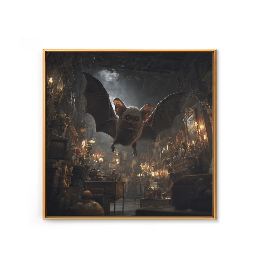 The Bat-Winged Imp, Square Wall Art, Haunted Gothic Art, Framed Canvas Print, Halloween Wall Decor, Gothic Home Decor, Macabre Wall Art