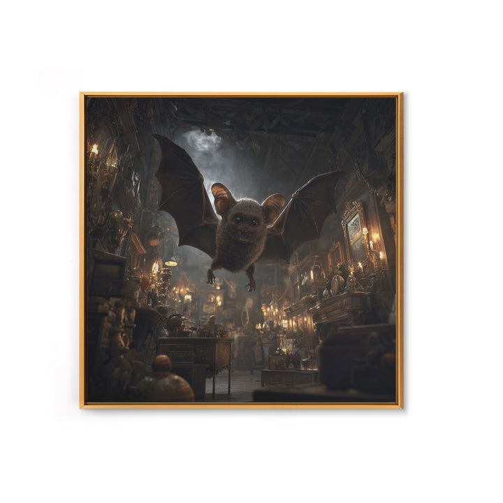 The Bat-Winged Imp, Square Wall Art, Haunted Gothic Art, Framed Canvas Print, Halloween Wall Decor, Gothic Home Decor, Macabre Wall Art