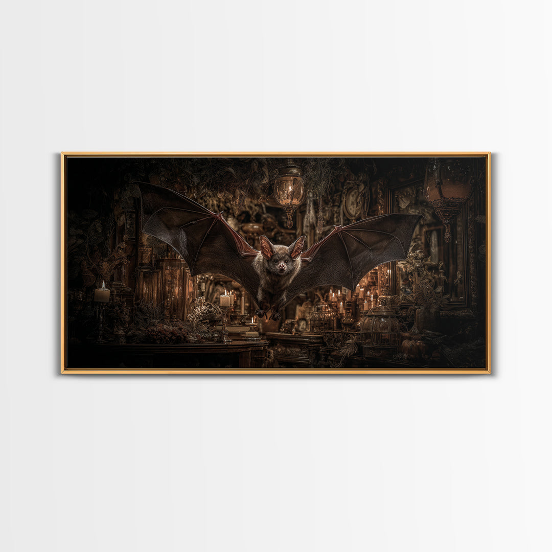 The Bat-Winged Imp, Wide Panoramic Art, Dark Fantasy Wall Art, Canvas Print, Halloween Wall Decor, Gothic Home Decor, Halloween Decor