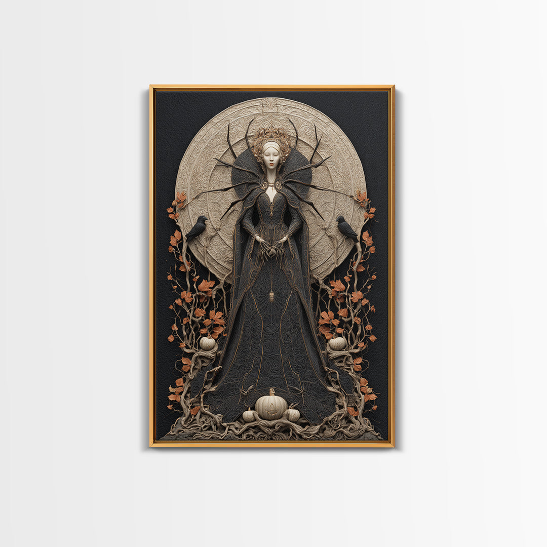 The Spider Queen, Vertical Wall Art, Dark Fantasy Wall Art, Canvas Print, Halloween Wall Decor, Gothic Home Decor, Dark Fantasy Art