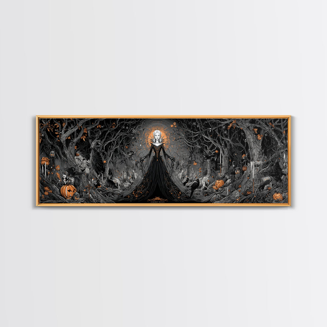 The Spider Queen, Extra Wide Wall Art, Macabre Wall Art, Framed Canvas Print, Halloween Wall Decor, Gothic Home Decor, Spooky Wall Decor