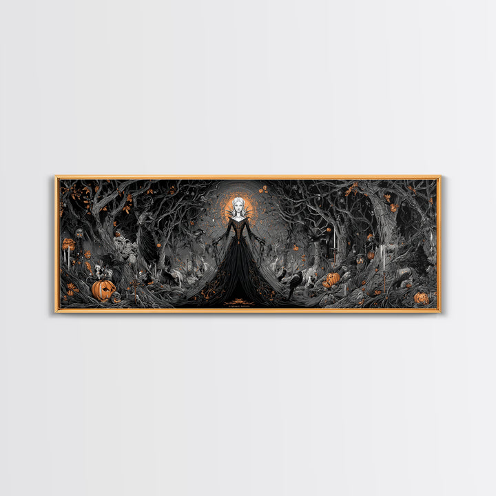 The Spider Queen, Extra Wide Wall Art, Macabre Wall Art, Framed Canvas Print, Halloween Wall Decor, Gothic Home Decor, Spooky Wall Decor