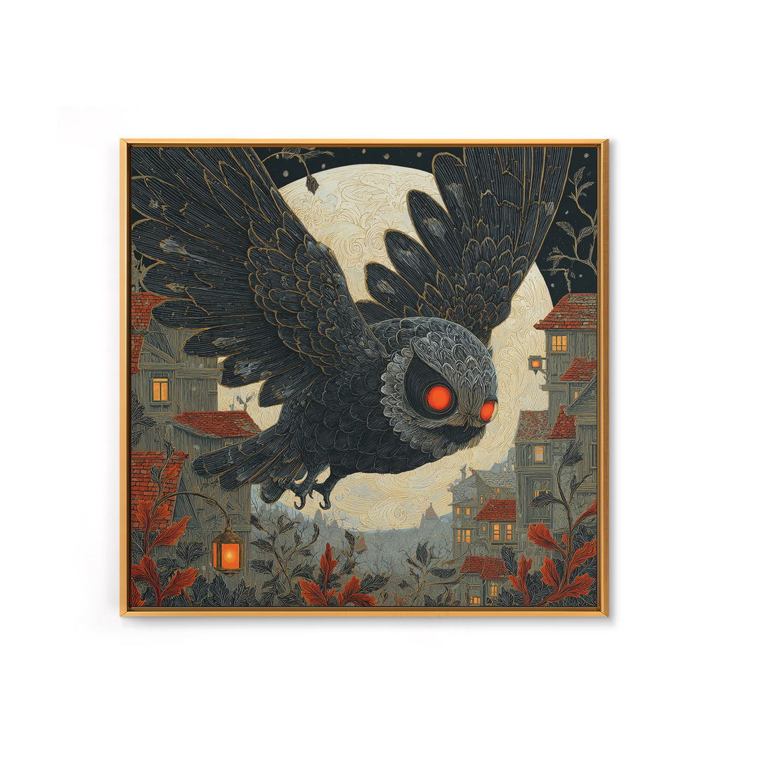 The Red-Eyed Moth Creature, Square Wall Art, Dark Halloween Decor, Canvas Print, Halloween Wall Decor, Gothic Home Decor, Macabre Wall Art