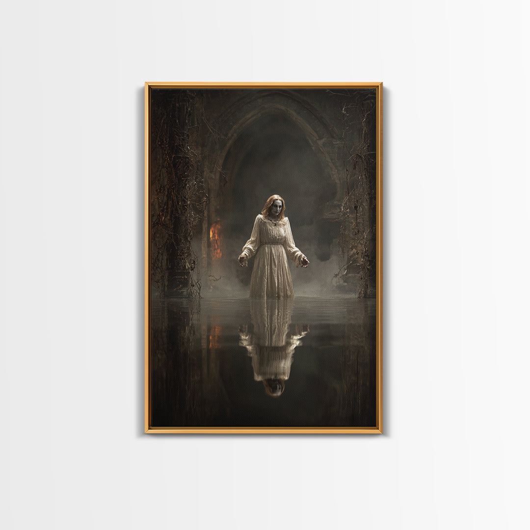 The Lake Phantom, Vertical Wall Art, Spooky Home Decor, Canvas Print, Halloween Wall Decor, Gothic Home Decor, Dark Fantasy Art