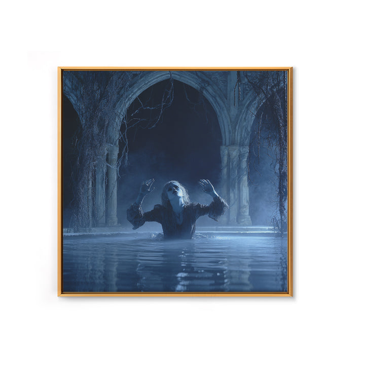The Lake Phantom, Square Wall Art, Dark Fantasy Wall Art, Canvas Print, Halloween Wall Decor, Gothic Home Decor, Dark Fantasy Art