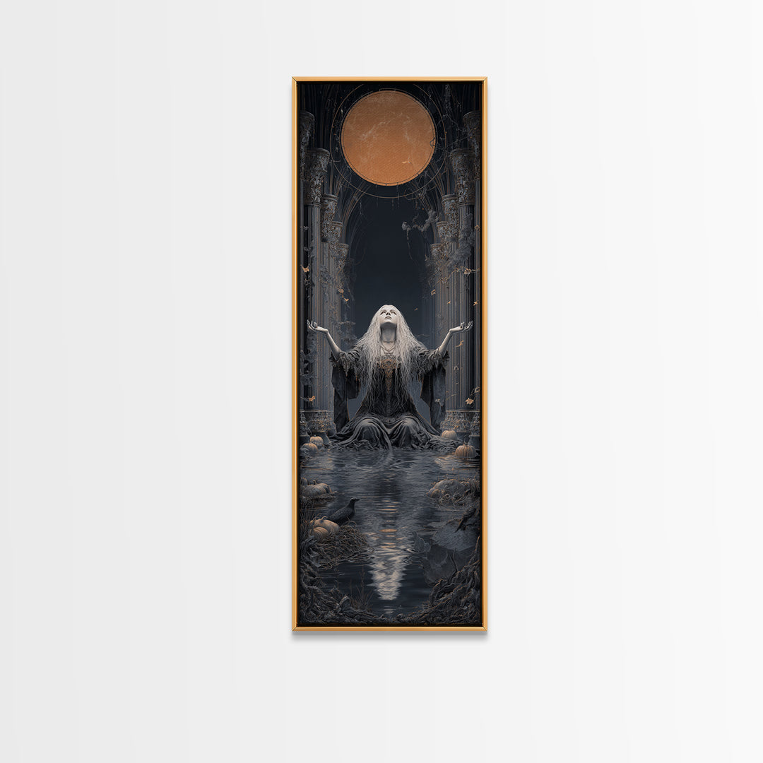 The Lake Phantom, Tall Narrow Wall Art, Dark Halloween Decor, Canvas Print, Halloween Wall Decor, Gothic Home Decor, Spooky Wall Decor