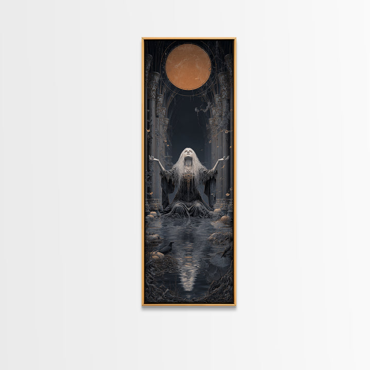 The Lake Phantom, Tall Narrow Wall Art, Dark Halloween Decor, Canvas Print, Halloween Wall Decor, Gothic Home Decor, Spooky Wall Decor