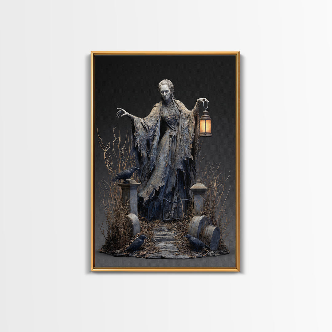 The Salt-Marsh Witch, Vertical Wall Art, Gothic Horror Wall Art, Framed Canvas Print, Halloween Wall Decor, Gothic Home Decor