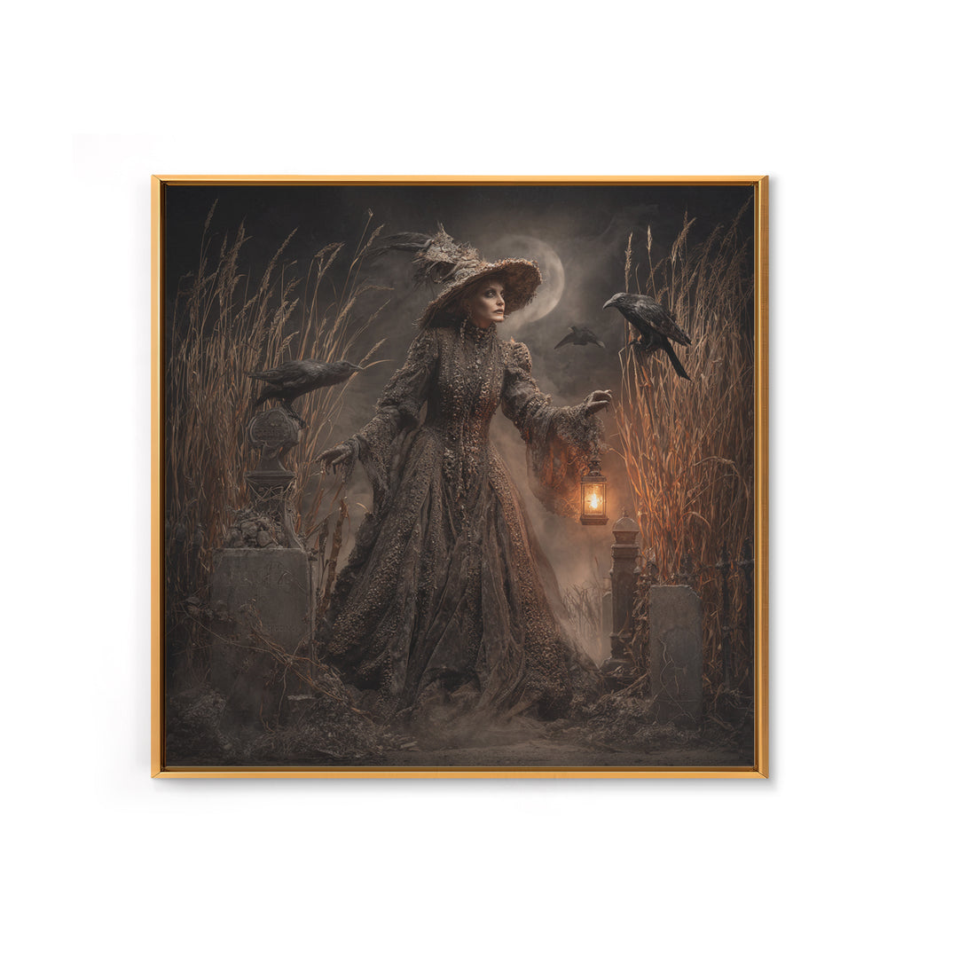 The Salt-Marsh Witch, Square Wall Art, Spooky Home Decor, Canvas Print, Halloween Wall Decor, Gothic Home Decor, Halloween Wall Art