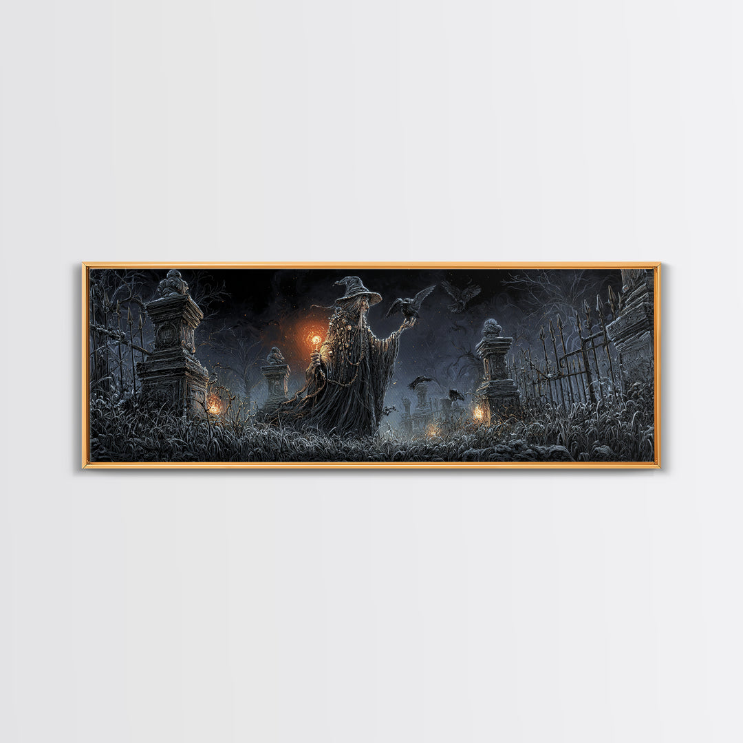 The Salt-Marsh Witch, Extra Wide Wall Art, Haunted Gothic Art, Framed Canvas Print, Halloween Wall Decor, Gothic Home Decor, Halloween Decor
