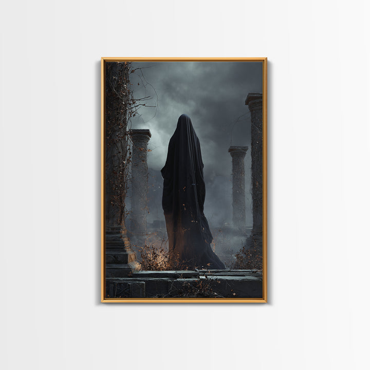 The Stone-Circle Spirit, Vertical Wall Art, Spooky Home Decor, Canvas Print, Halloween Wall Decor, Gothic Home Decor, Dark Fantasy Art