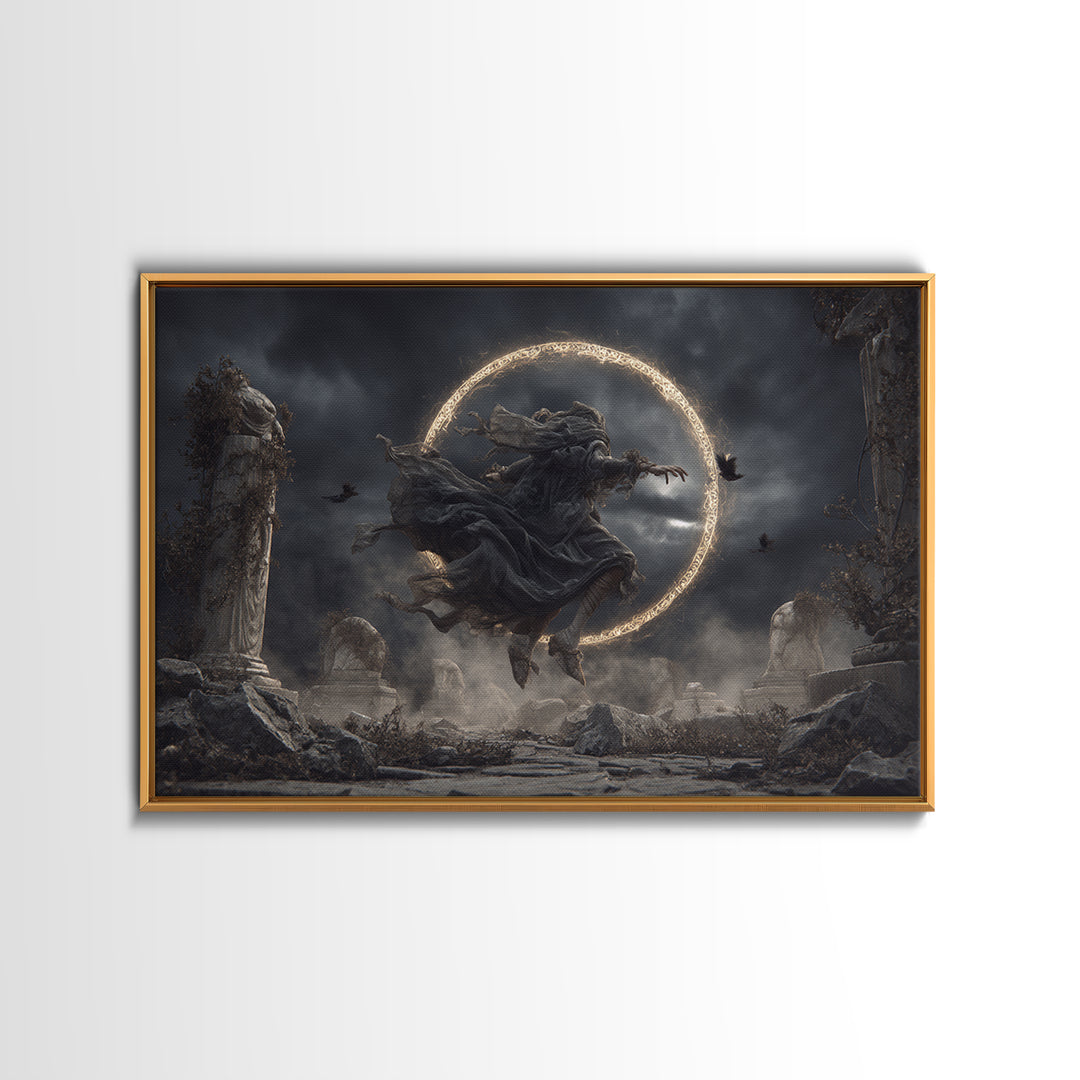 The Stone-Circle Spirit, Landscape Wall Art, Dark Fantasy Wall Art, Canvas Print, Halloween Wall Decor, Gothic Home Decor