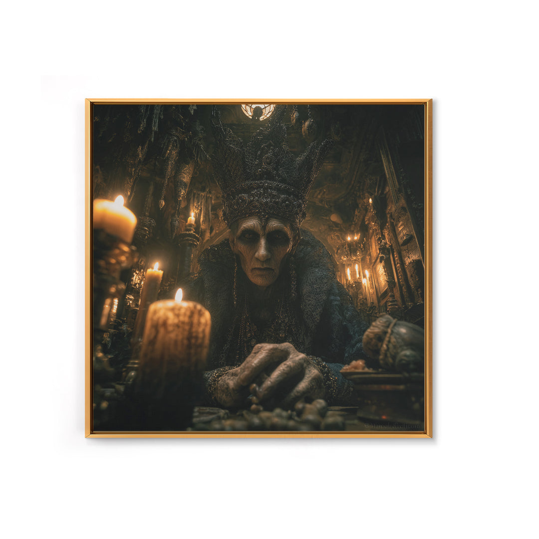 The Cave Oracle, Square Wall Art, Macabre Wall Art, Framed Canvas Print, Halloween Wall Decor, Gothic Home Decor, Spooky Wall Decor