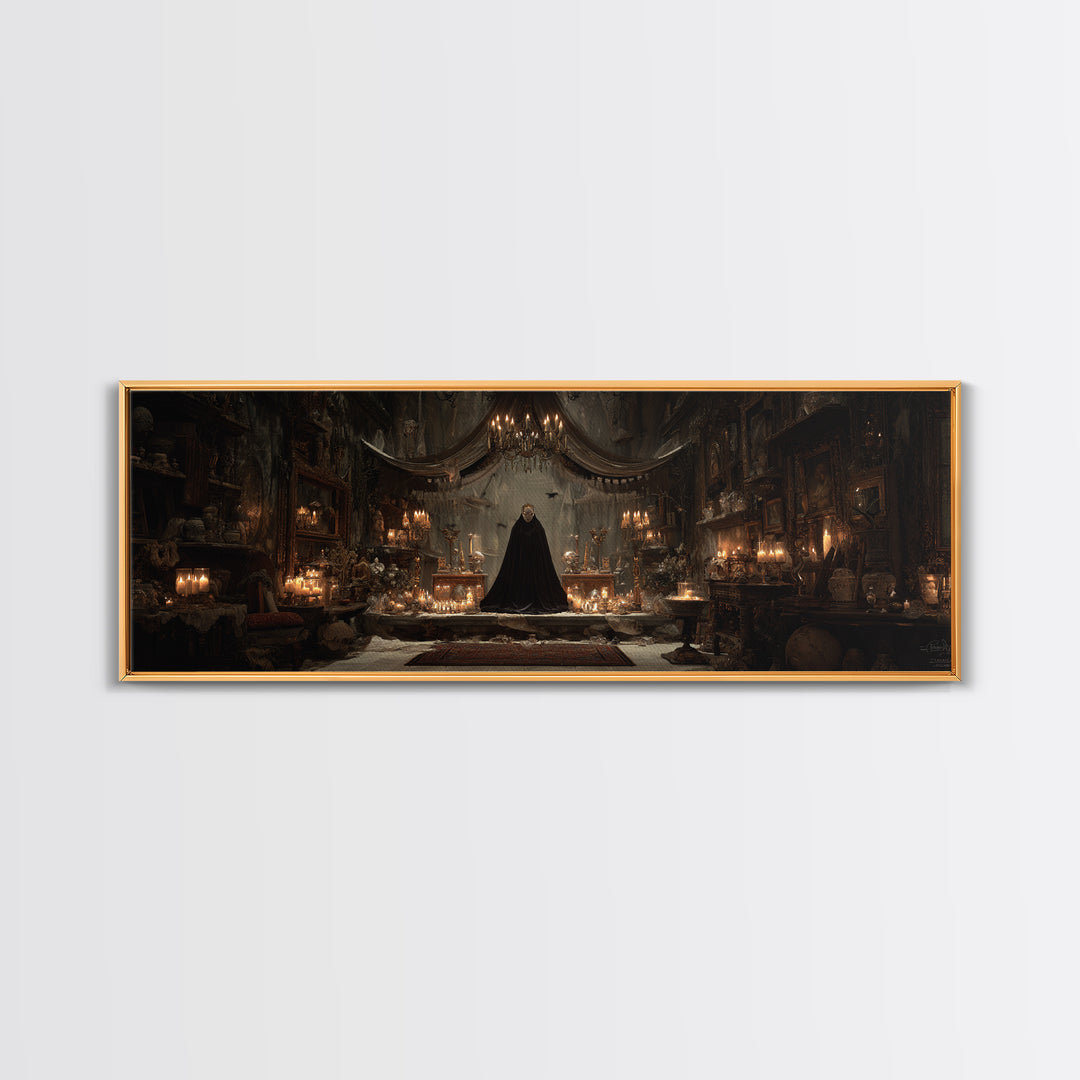 The Cave Oracle, Extra Wide Wall Art, Macabre Wall Art, Framed Canvas Print, Halloween Wall Decor, Gothic Home Decor, Halloween Decor