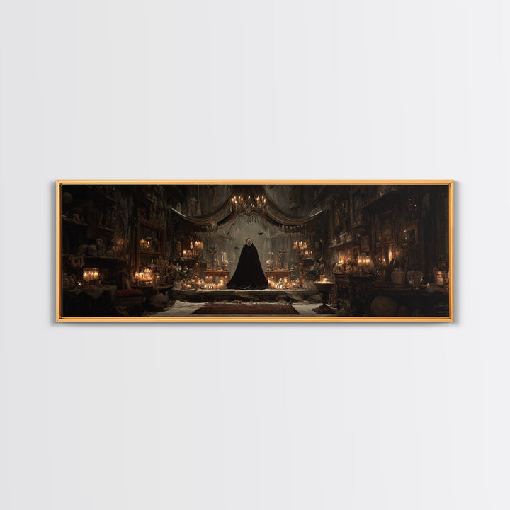 The Cave Oracle, Extra Wide Wall Art, Macabre Wall Art, Framed Canvas Print, Halloween Wall Decor, Gothic Home Decor, Halloween Decor