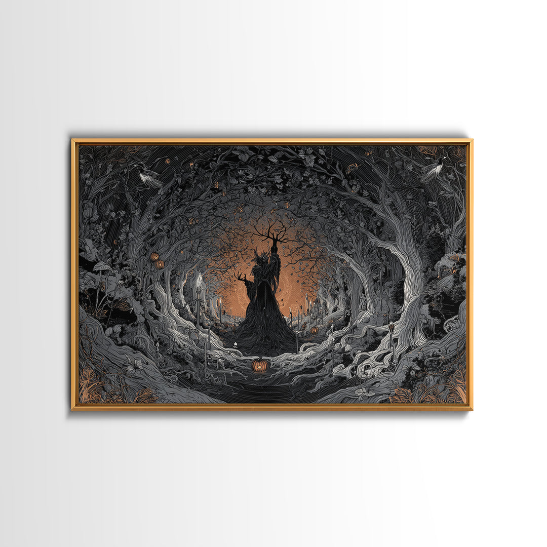 The Orchard Hag, Landscape Wall Art, Gothic Horror Wall Art, Framed Canvas Print, Halloween Wall Decor, Gothic Home Decor, Spooky Wall Decor