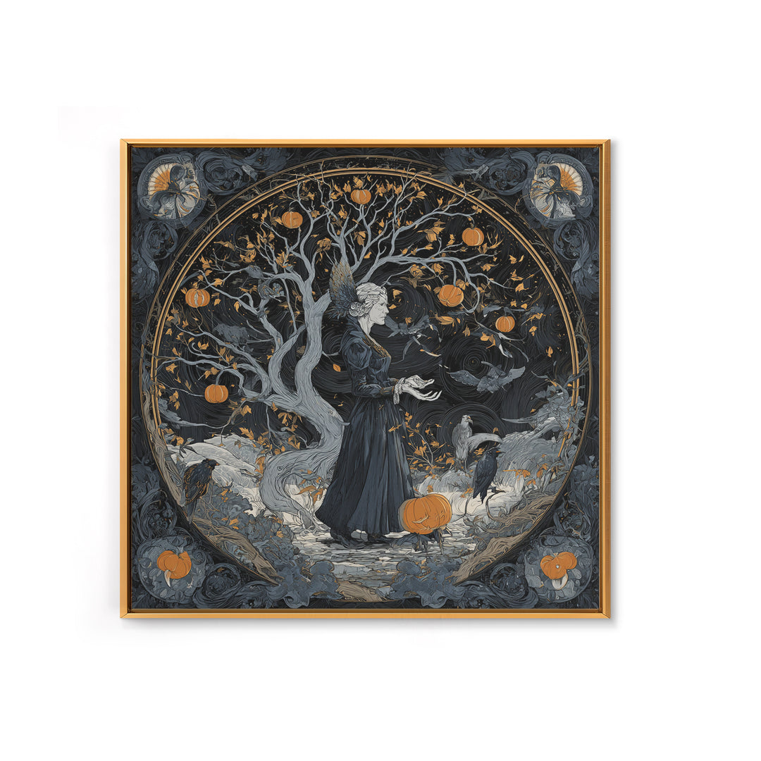 The Orchard Hag, Square Wall Art, Macabre Wall Art, Framed Canvas Print, Halloween Wall Decor, Gothic Home Decor, Statement Wall Art