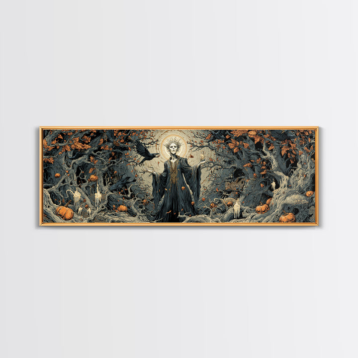 The Orchard Hag, Extra Wide Wall Art, Gothic Horror Wall Art, Framed Canvas Print, Halloween Wall Decor, Gothic Home Decor, Macabre Wall Art