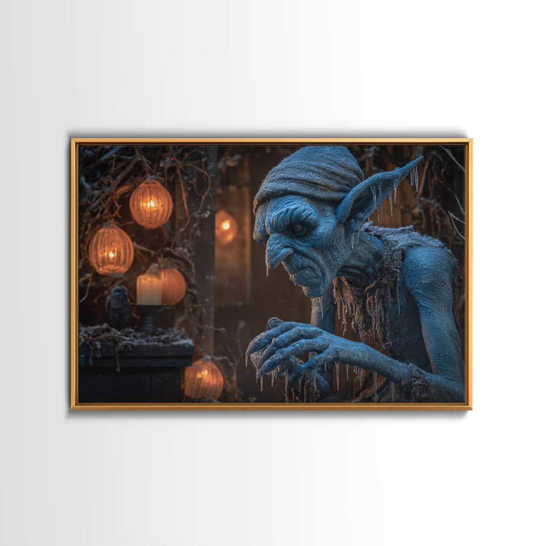 The Frost Goblin, Landscape Wall Art, Dark Fantasy Wall Art, Canvas Print, Halloween Wall Decor, Gothic Home Decor, Spooky Wall Decor