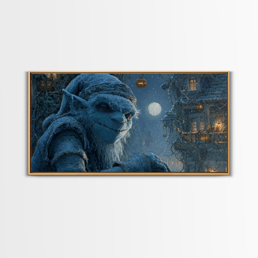 The Frost Goblin, Wide Panoramic Art, Dark Halloween Decor, Canvas Print, Halloween Wall Decor, Gothic Home Decor, Collectible Wall Decor