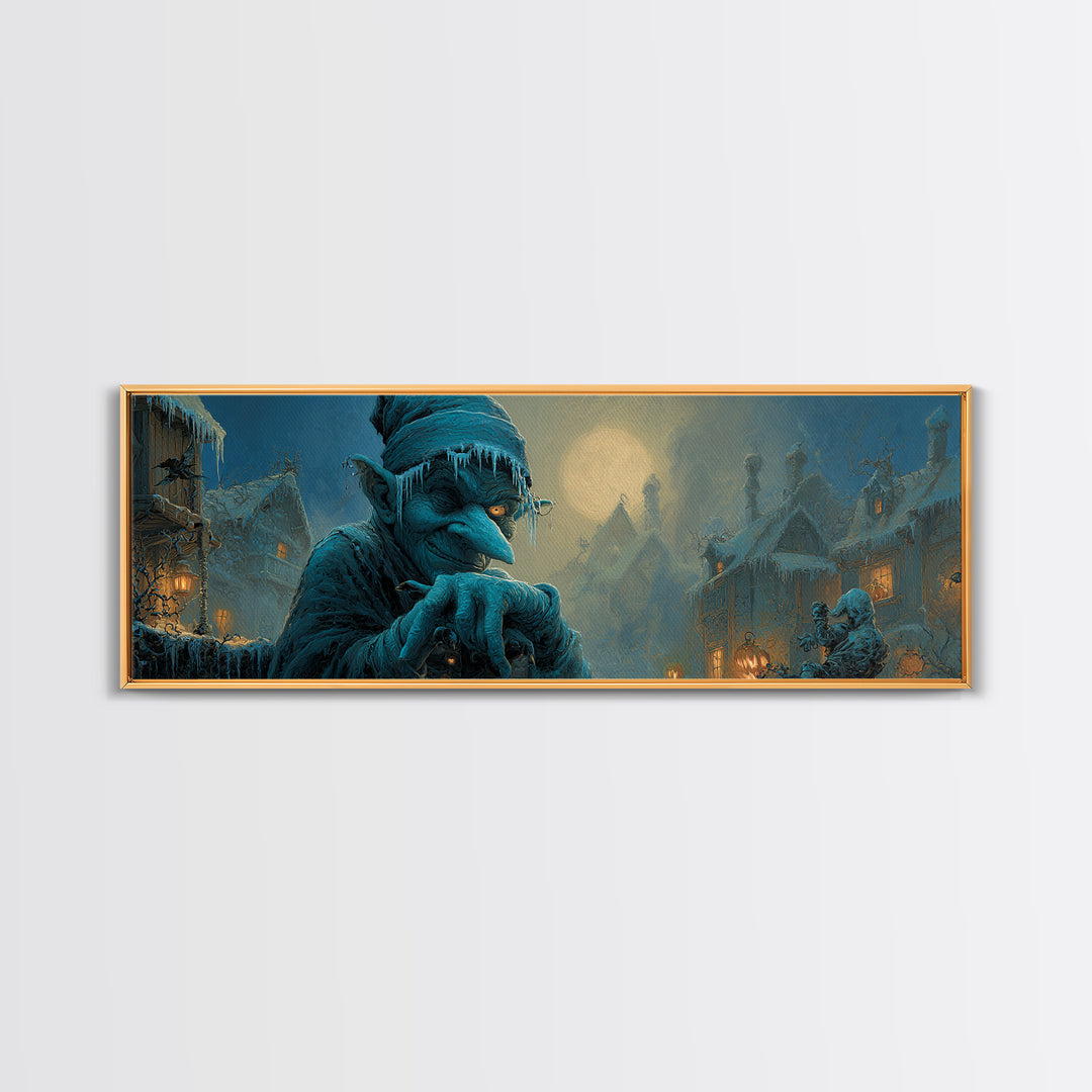 The Frost Goblin, Extra Wide Wall Art, Spooky Home Decor, Canvas Print, Halloween Wall Decor, Gothic Home Decor, Horror Wall Art