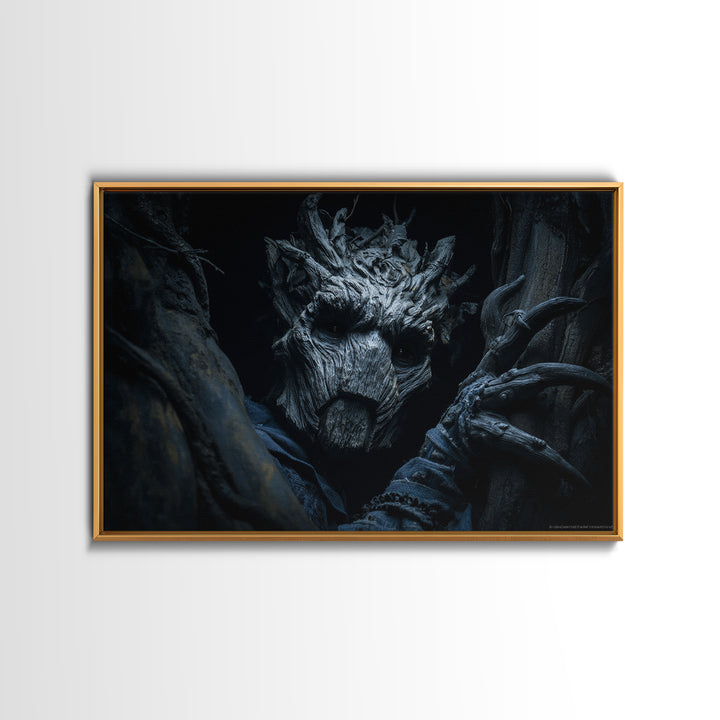 The Hollow-Tree Monster, Landscape Wall Art, Macabre Wall Art, Framed Canvas Print, Halloween Wall Decor, Gothic Home Decor