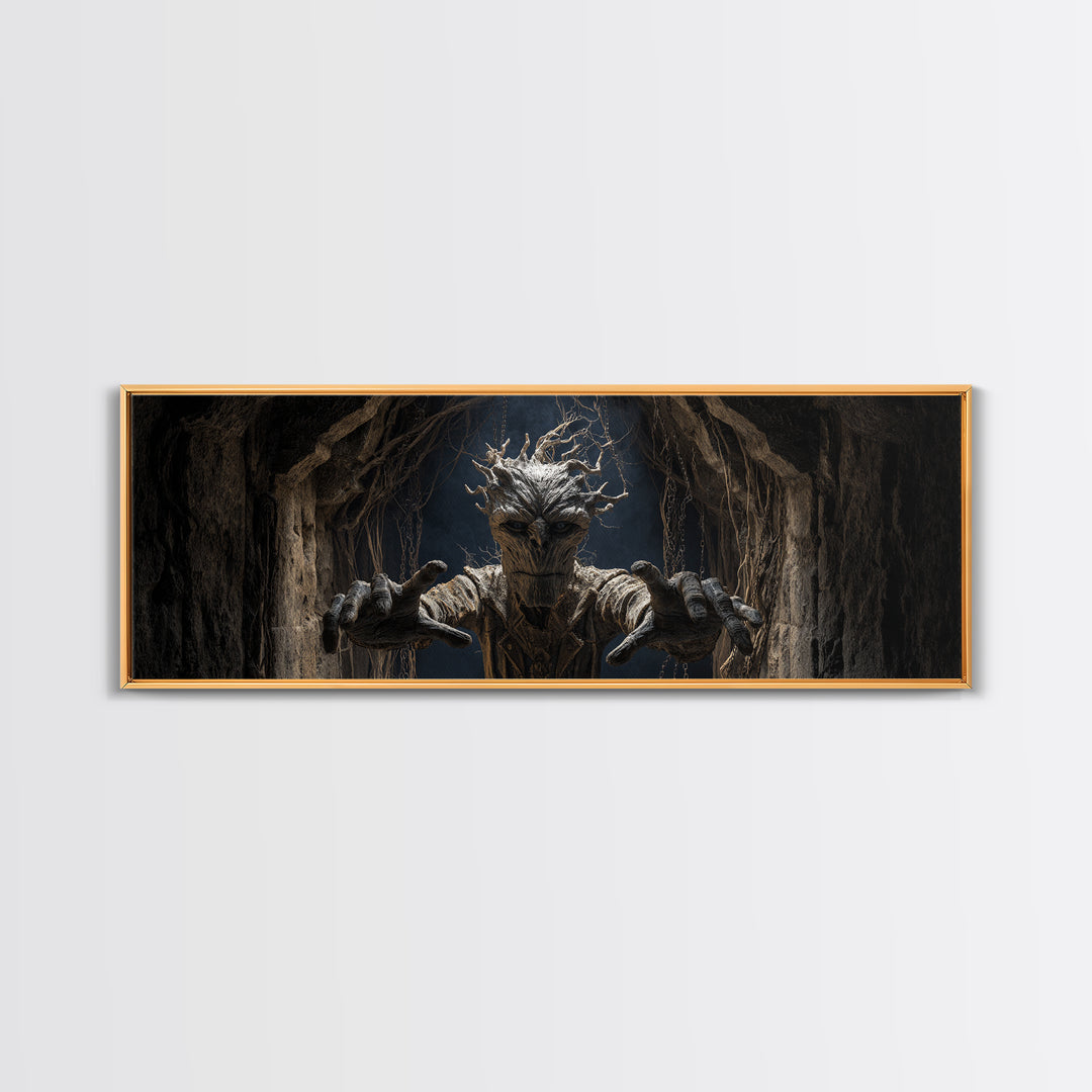 The Hollow-Tree Monster, Extra Wide Wall Art, Haunted Gothic Art, Framed Canvas Print, Halloween Wall Decor, Gothic Home Decor