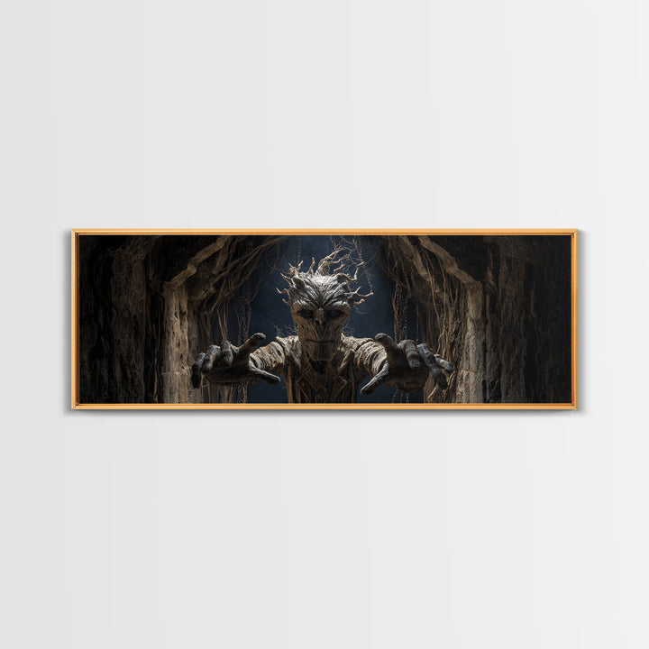 The Hollow-Tree Monster, Extra Wide Wall Art, Haunted Gothic Art, Framed Canvas Print, Halloween Wall Decor, Gothic Home Decor