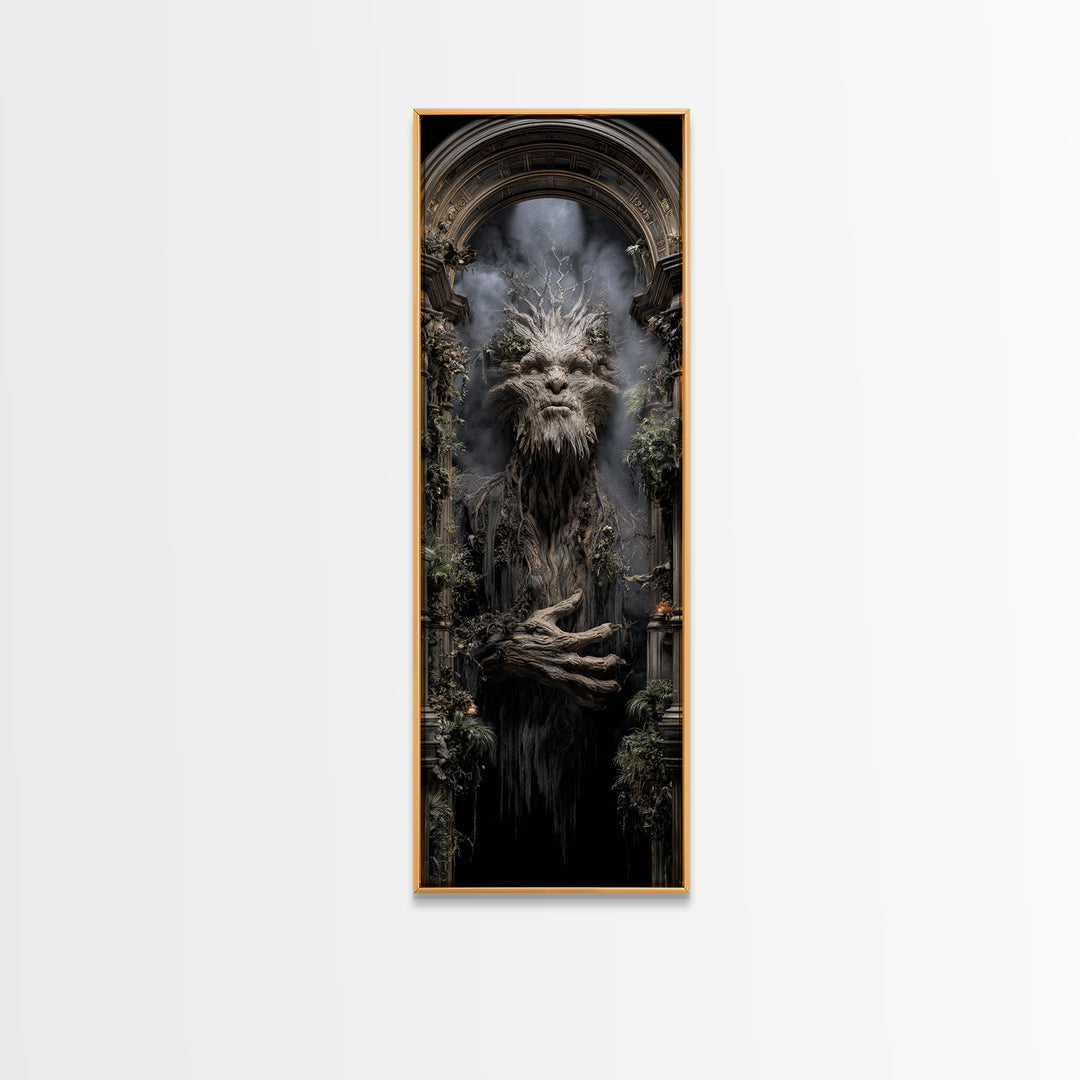 The Hollow-Tree Monster, Tall Narrow Wall Art, Dark Fantasy Wall Art, Canvas Print, Halloween Wall Decor, Gothic Home Decor