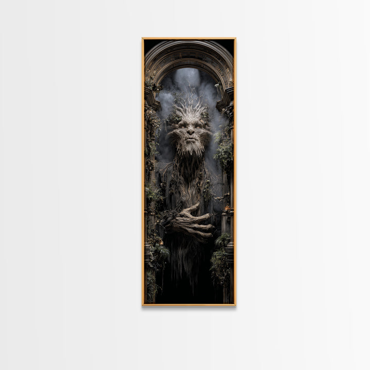 The Hollow-Tree Monster, Tall Narrow Wall Art, Dark Fantasy Wall Art, Canvas Print, Halloween Wall Decor, Gothic Home Decor