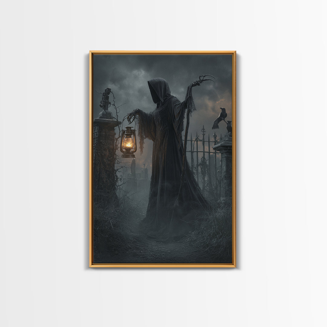 The Crossroads Spirit, Vertical Wall Art, Haunted Gothic Art, Framed Canvas Print, Halloween Wall Decor, Gothic Home Decor
