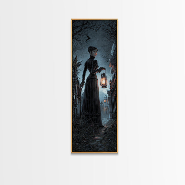The Crossroads Spirit, Tall Narrow Wall Art, Gothic Horror Wall Art, Framed Canvas Print, Halloween Wall Decor, Gothic Home Decor
